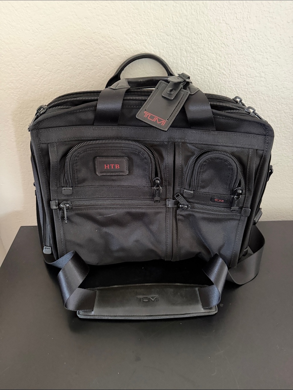 Tumi Alpha Classic Organizer Black Nylon Laptop Briefcase with Shoulder Strap